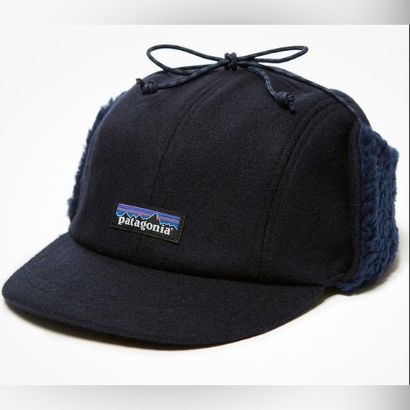 Patagonia Other - Patagonia Trapper Recycled Wool Ear Flap Baseball Winter Sherpa Tie Cap Navy L